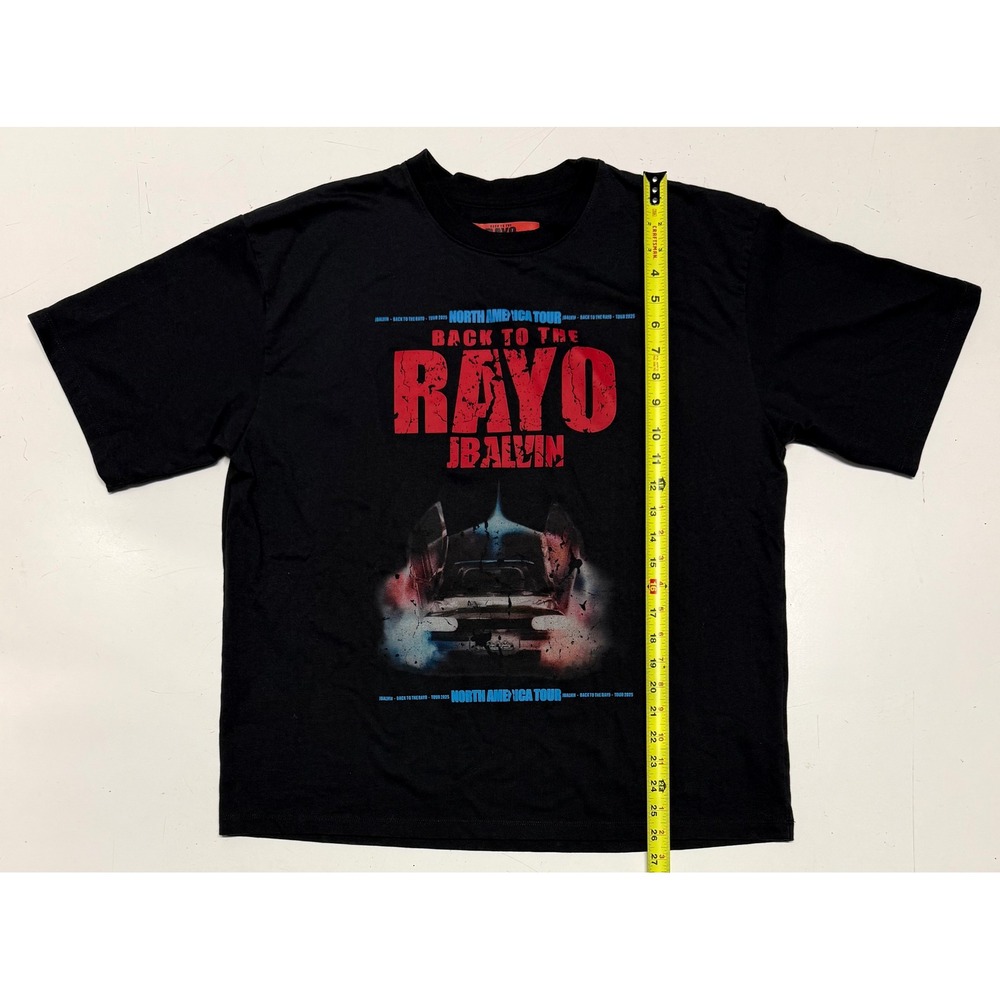 J Balvin Back to the Rayo North America Tour 2025 Black Graphic T-Shirt Mens L